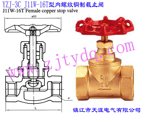 YZJ-3C J11W-16T�̓�(n��i)�ݼy�~�ƽ�ֹ�yYZJ-3C J11W-16T Female Screw Copper Stop Valve